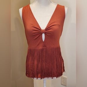 Idyllwind Women's Bluebell Twist & Fringe Top Sz Med